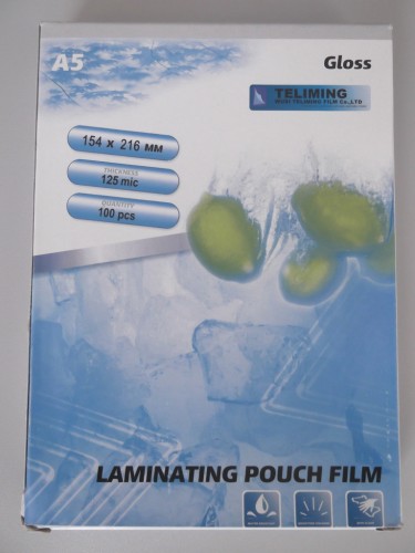 Пакетная пленка для ламинирования, глянцевая, 154x216 (A5), 125мкм (LF)